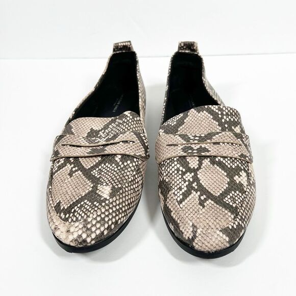 American Eagle Women’s Size 11 Beige Brown Animal Snake Skin Print Loafer Flat - Picture 2 of 9